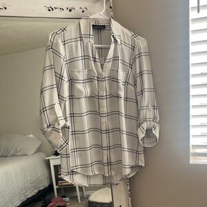 Women's White Plaid Blouse